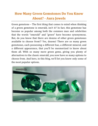 How Many Green Gemstones Do You Know About - Aura Jewels