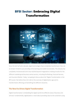 BFSI Sector: Embracing Digital Transformation