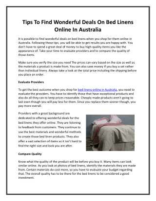 Tips To Find Wonderful Deals On Bed Linens Online In Australia