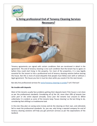 Is hiring professional End of Tenancy Cleaning Services Necessary?