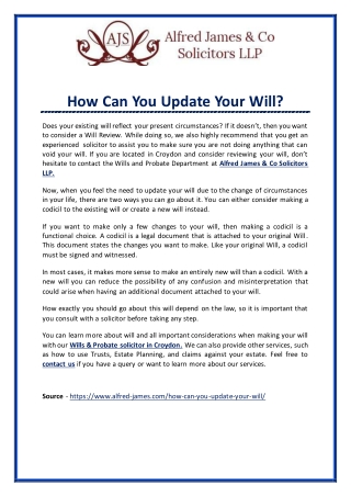 How Can You Update Your Will