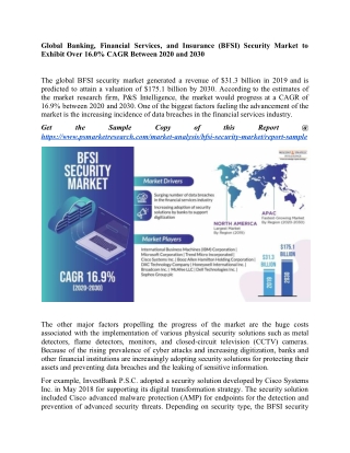 Global Banking, Financial Services, and Insurance (BFSI) Security Market to Exhibit Over 16.0% CAGR Between 2020 and 203