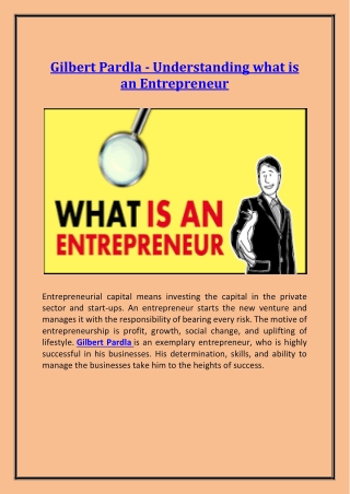 Gilbert Pardla - Understanding What is an Entrepreneur