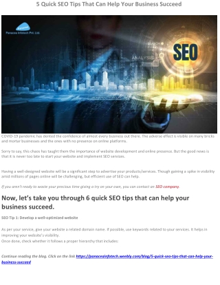 5 Quick SEO Tips That Can Help Your Business Succeed