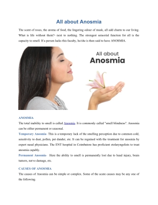 All about Anosmia