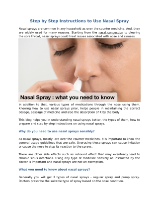 Step by Step Instructions to Use Nasal Spray