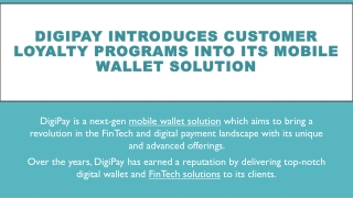 DigiPay introduces customer loyalty programs into its mobile wallet solution