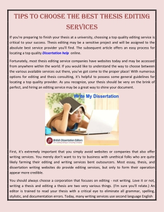 Tips To Choose The Best Thesis Editing Services