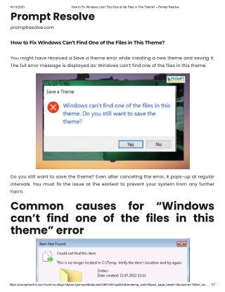 How to Fix Windows Can’t Find One of the Files in This Theme?