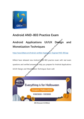 Android Certified Application Engineer AND-803 Practice Exam Killtest