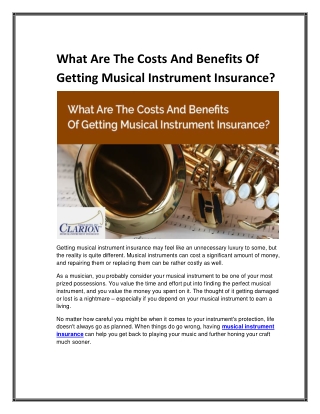 What Are The Costs And Benefits Of Getting Musical Instrument Insurance?