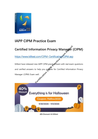 IAPP CIPM Certification CIPM Practice Exam Killtest