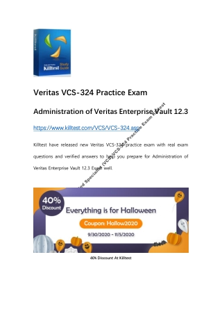 Veritas Certified Specialist (VCS) VCS-324 Practice Exam Killtest