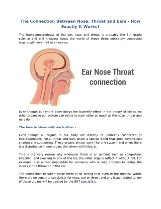 The Connection Between Nose, Throat and Ears - How Exactly It Works