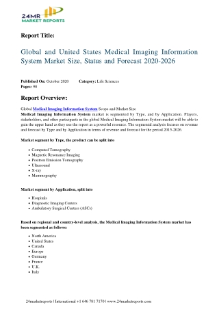 Medical Imaging Information System Market Size, Status and Forecast 2020-2026