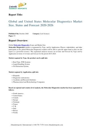 Molecular Diagnostics Market Size, Status and Forecast 2020-2026