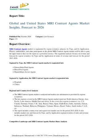 MRI Contrast Agents Market Insights, Forecast to 2026