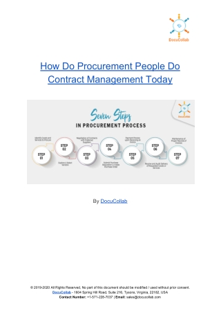 How Do Procurement People Do Contract Management Today