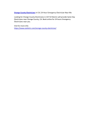 Orange County Electricians in CA| 24 Hour Emergency Electrician Near Me