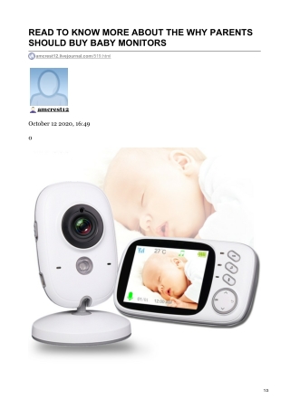 READ TO KNOW MORE ABOUT THE WHY PARENTS SHOULD BUY BABY MONITORS
