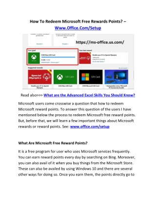 How To Redeem Microsoft Free Rewards Points? – Www.Office.Com/Setup