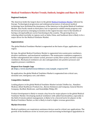 Medical Ventilators Market Trends, Outlook, Insights and Share By 2023