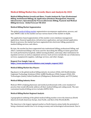 Medical Billing Market Size, Growth, Share and Analysis By 2023