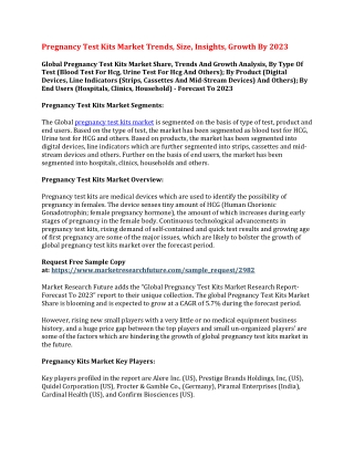 Pregnancy Test Kits Market Trends, Size, Insights, Growth By 2023