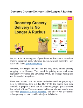 Doorstep Grocery Delivery Is No Longer A Ruckus