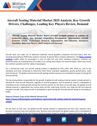 Aircraft Seating Material Market Size, Share, Outlook, Growth, Trends, And Forecast (2020 - 2025)