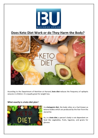 Does Keto Diet Work or do They Harm the Body?