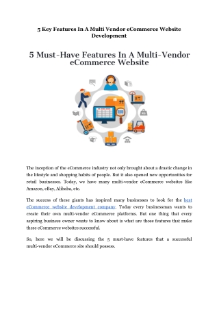 5 Key Features In A Multi Vendor eCommerce Website Development
