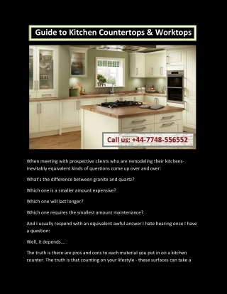 Guide to Kitchen Countertops & Worktops