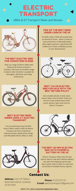 Few of the best ebike under £1000 in the UK | Electric Transport