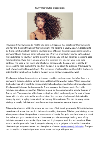 Curly Hairstyles Suggestion