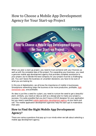 How to Choose a Mobile App Development Agency for Your Start-up Project