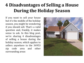 4 Disadvantages of Selling a House During the Holiday Season