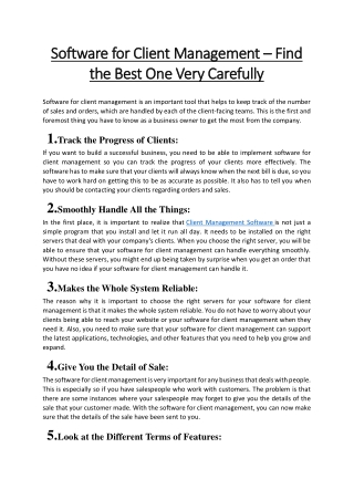 Software for Client Management - Find the Best One Very Carefully