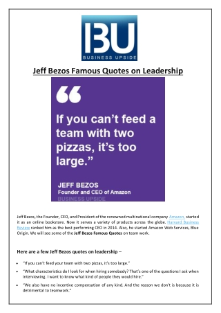 Jeff Bezos Famous Quotes on Leadership