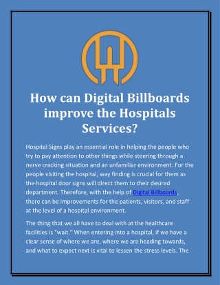 How can Digital Billboards improve the Hospitals Services?