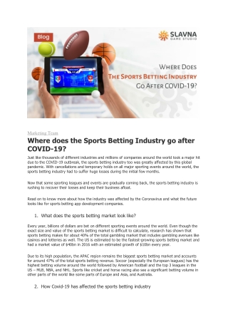 Where does the Sports Betting Industry go after COVID-19?