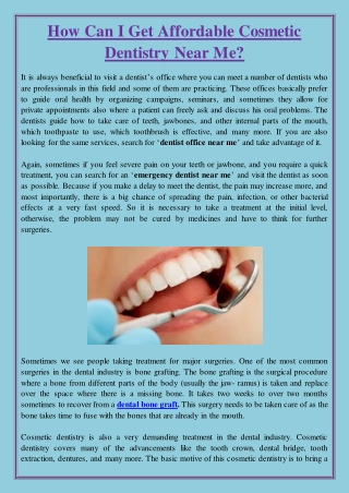 How Can I Get Affordable Cosmetic Dentistry Near Me?