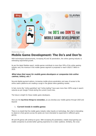 Mobile Game Development: The Do’s and Don’ts