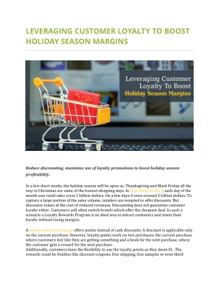 Leveraging Customer Loyalty to Boost Holiday Season Margins