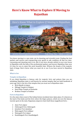 Here’s Know What to Explore If Moving to Rajasthan