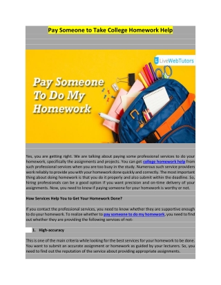 Pay Someone to Take College Homework Help