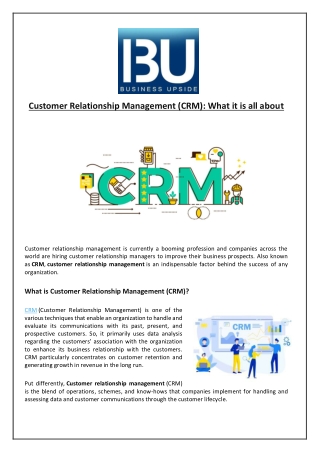 Customer Relationship Management (CRM): What it is all about