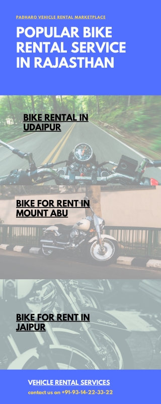 Padharo best bike rental service in Rajasthan