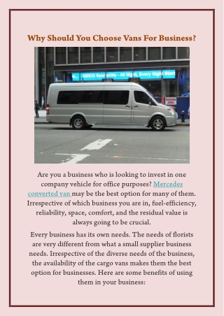 Why Should You Choose Vans For Business?