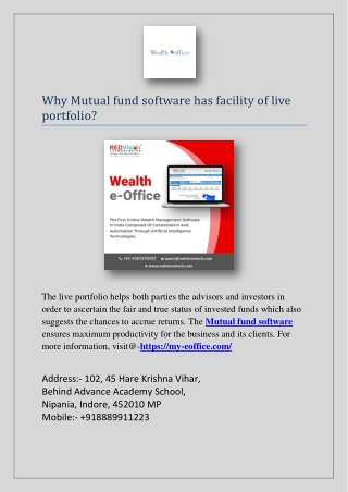 Why Mutual fund software has facility of live portfolio?